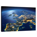 Night View of Earth Over Europe Wall Art