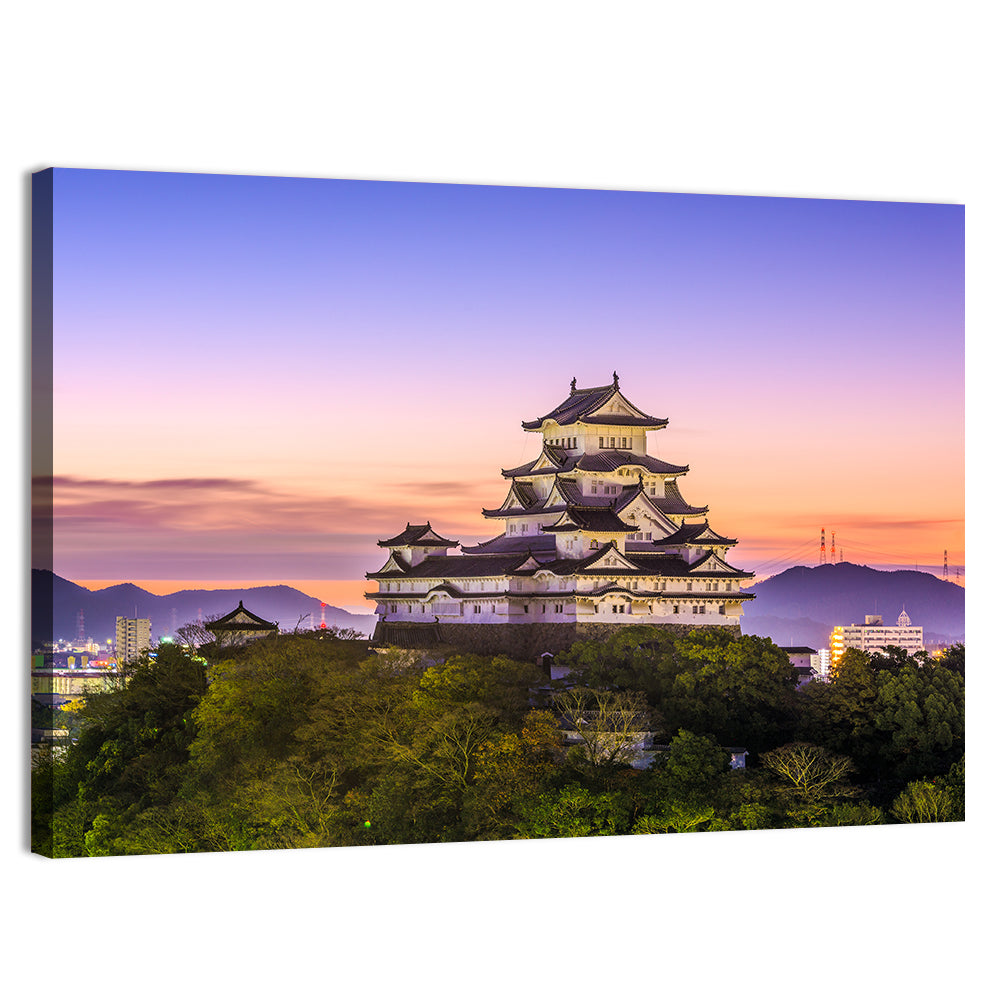 Himeji Castle at Dusk Wall Art, canvas print, landscape