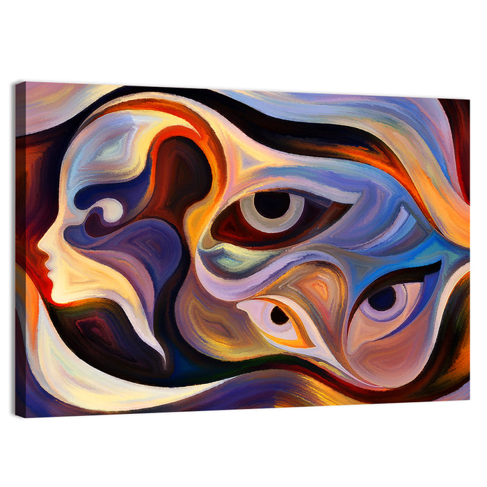 Surreal Profile with Multiple Eyes Wall Art as a canvas print