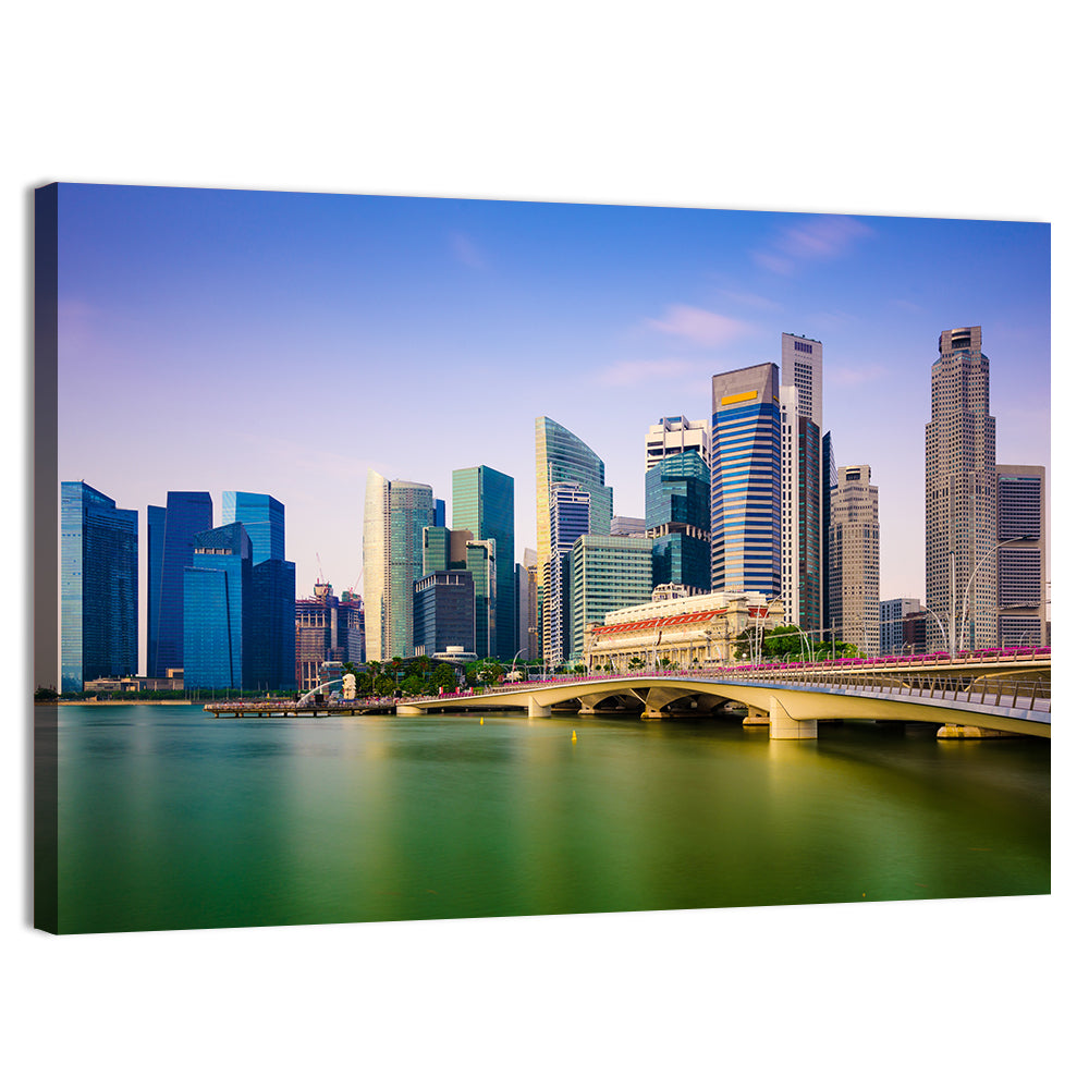 Singapore Skyline with Esplanade Bridge Wall Art