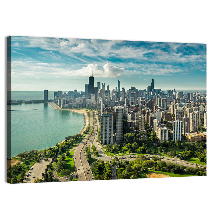 Chicago Lakefront Skyline Wall Art as a canvas print