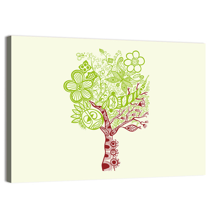 Surreal Tree with Sun Face Wall Art as a canvas print