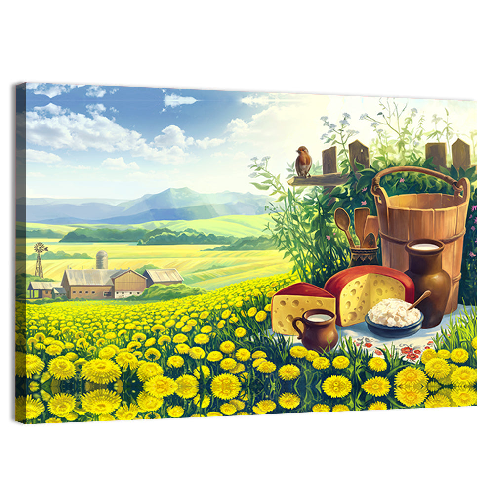 Dandelion Field Landscape Wall Art
