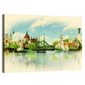 Budapest Riverfront Watercolor Wall Art