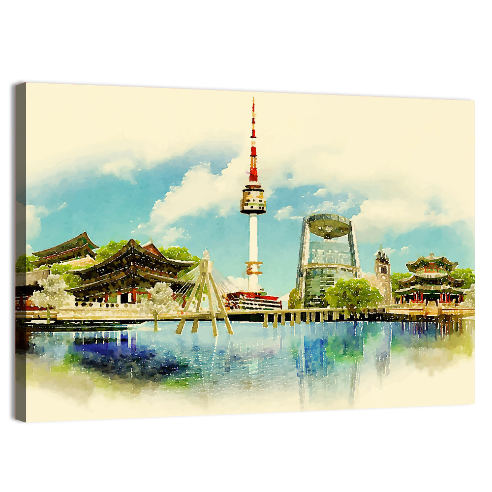 Seoul Skyline with N Seoul Tower Wall Art