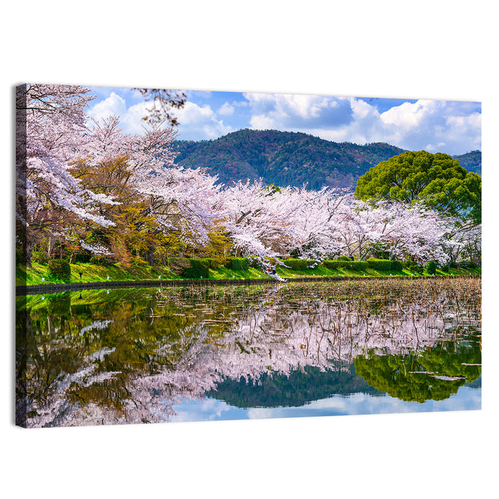 Spring at Daikaku-ji Pond Wall Art as a canvas print