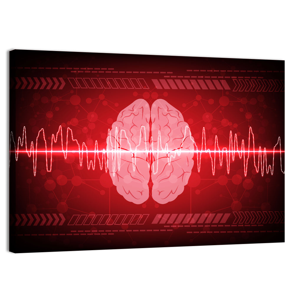 Red Brain Wave Concept Wall Art