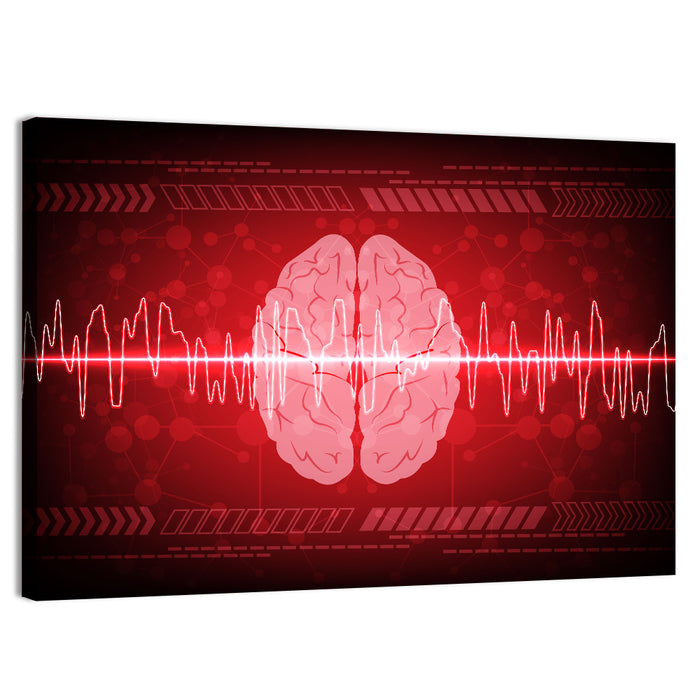 Red Brain Wave Concept Wall Art as a canvas print