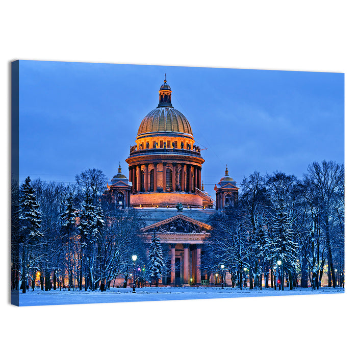 Saint Isaac's Cathedral at Night Wall Art as a canvas print