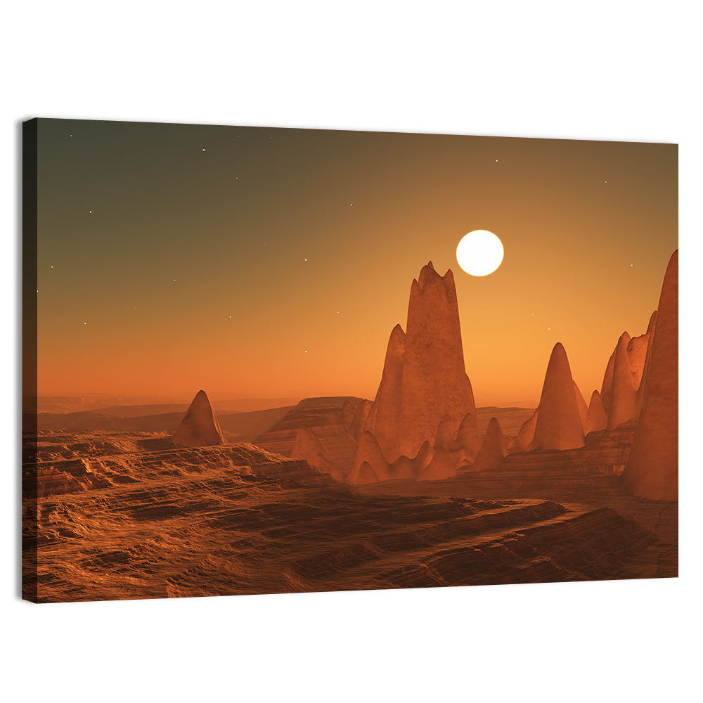 3d Surreal Alien Sunset Wall Art