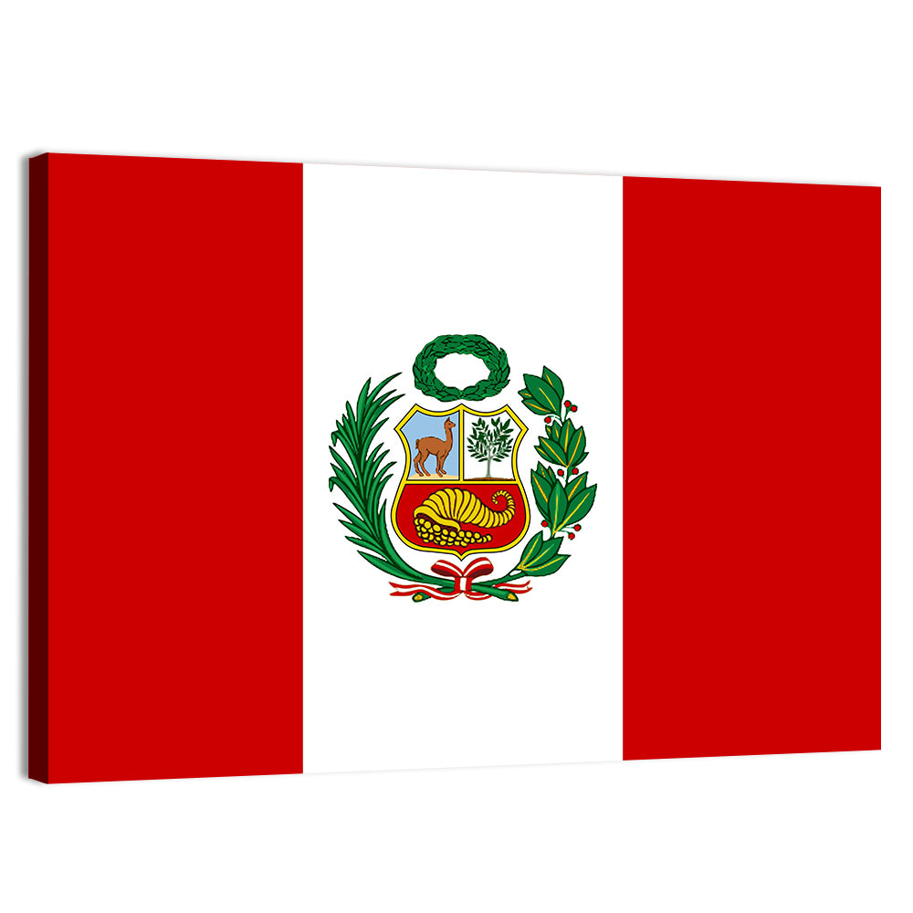 Peruvian Flag with Coat of Arms Wall Art