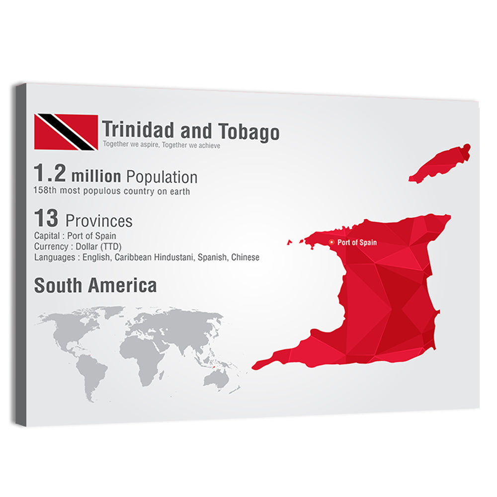 Trinidad and Tobago Map Wall Art, canvas print, landscape