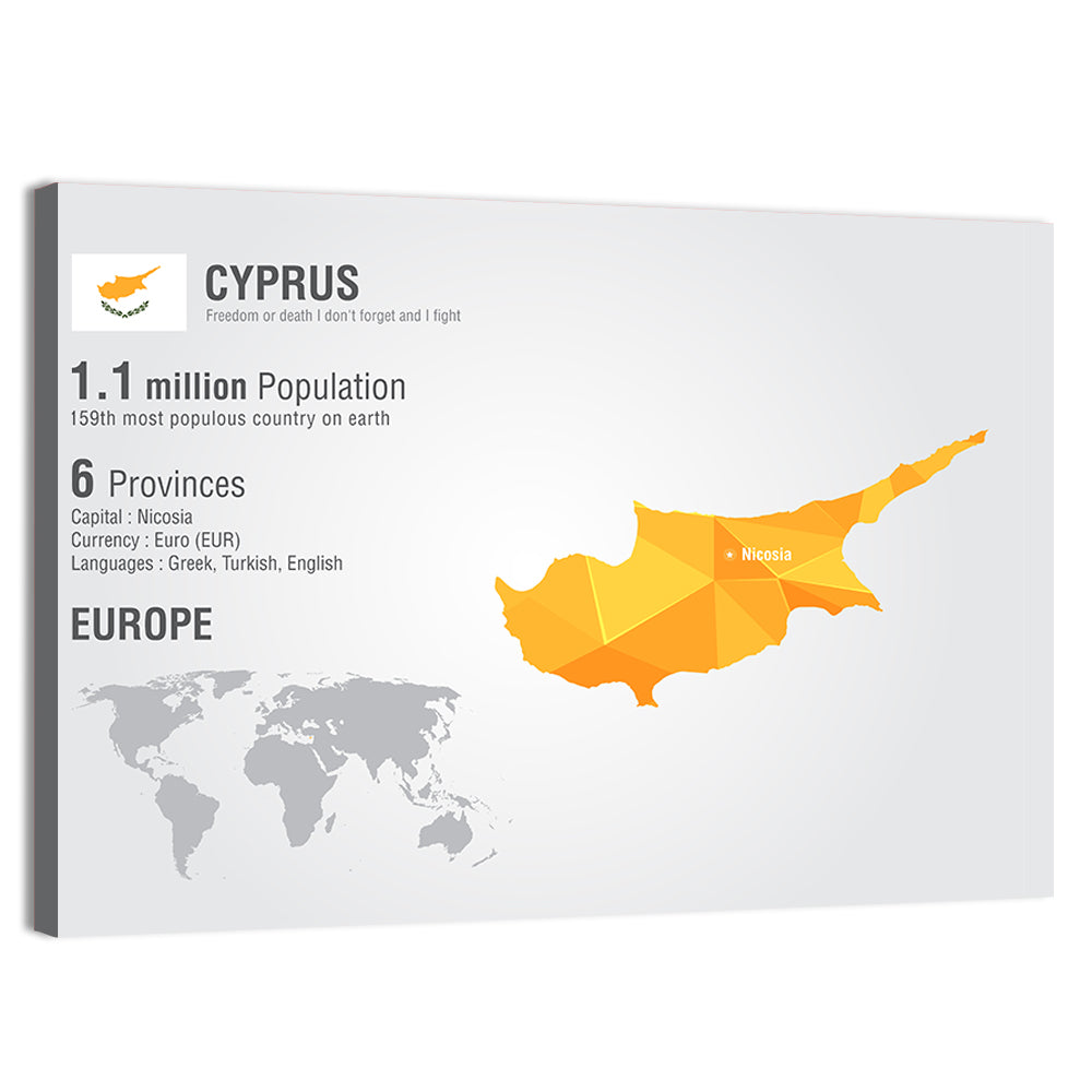 Cyprus Low-poly Map Wall Art, canvas print, landscape