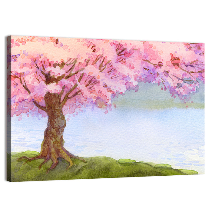 Flowering Pink Tree Wall Art as a canvas print