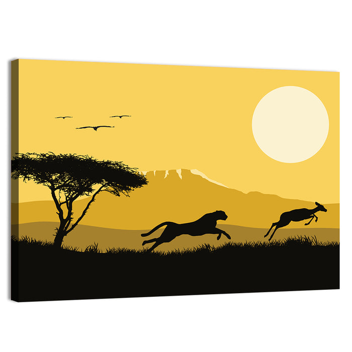 Savannah Sunset Silhouette Wall Art as a canvas print
