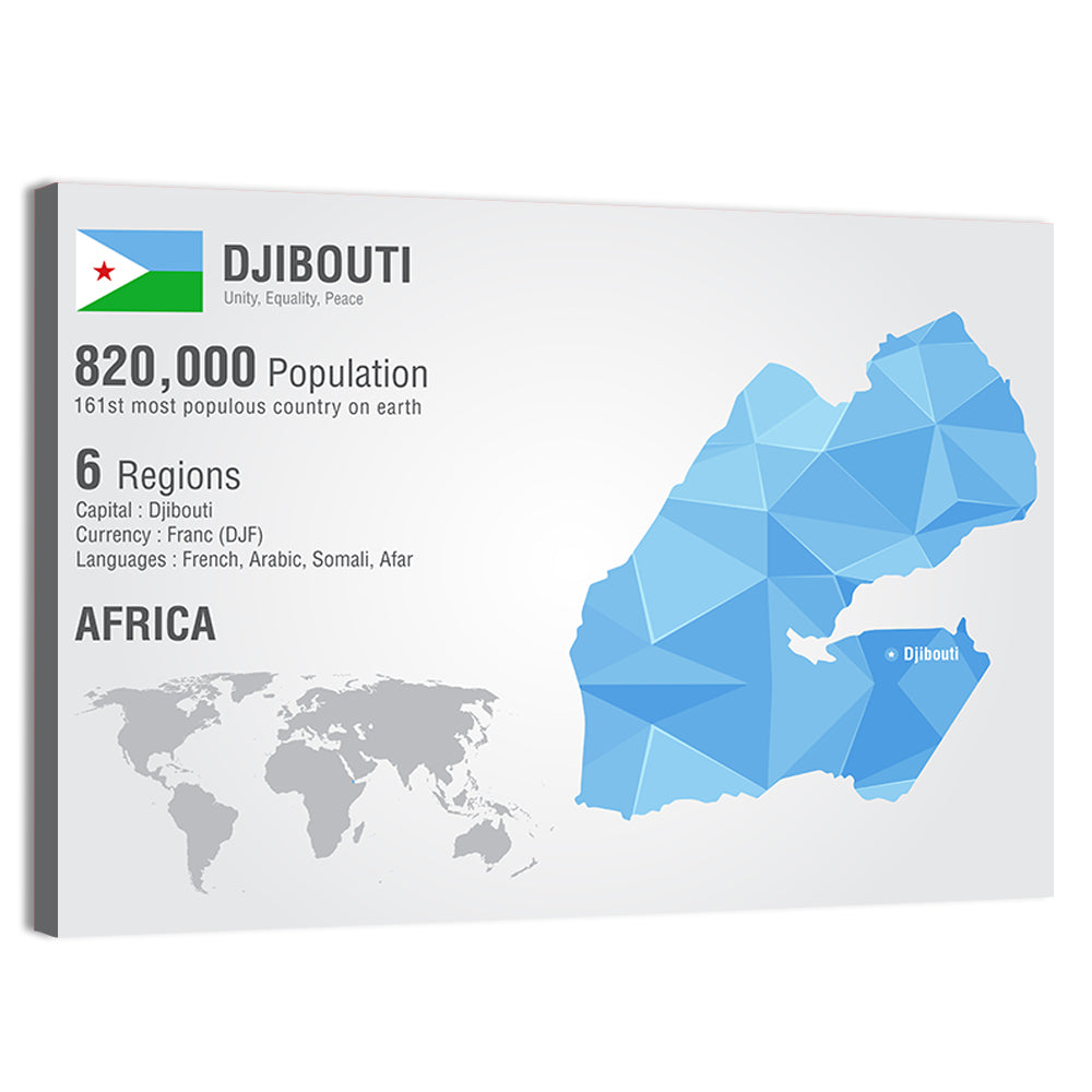 Djibouti Geometric Infographic Map Wall Art, canvas print, landscape