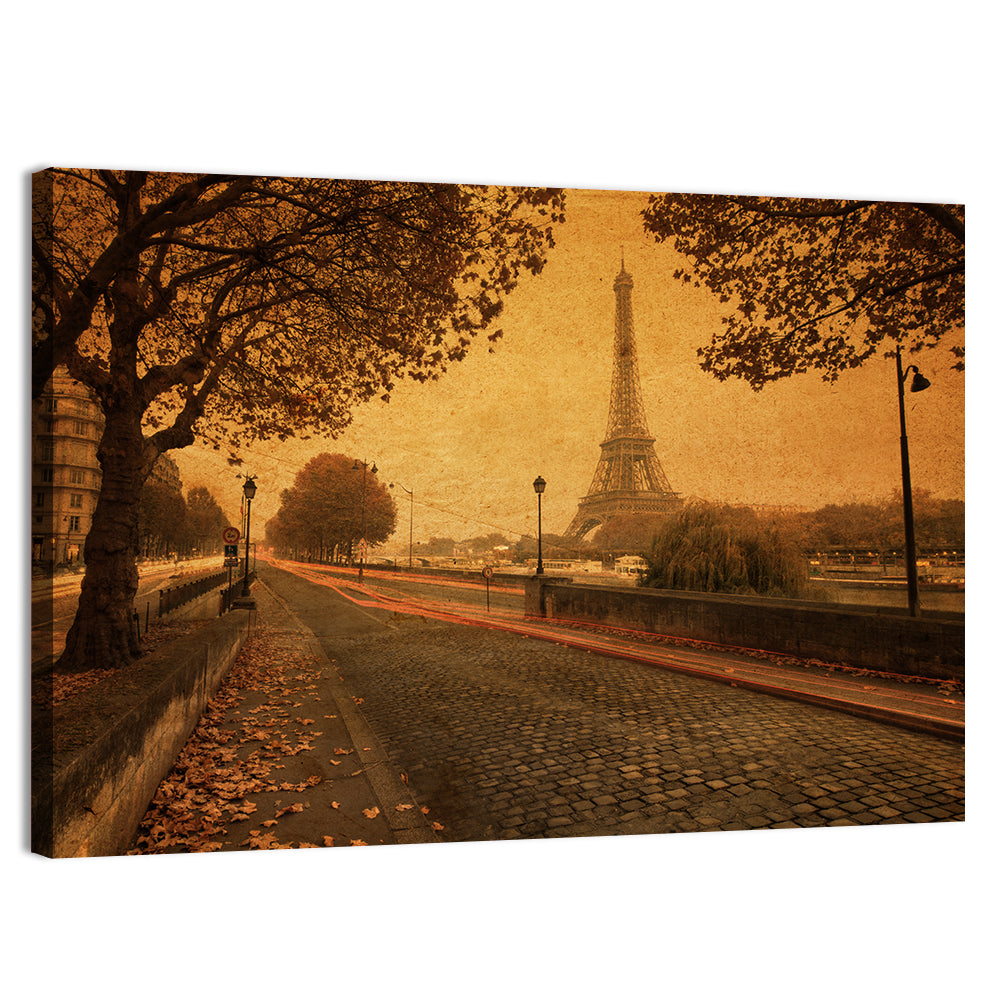 Paris Street Autumn Dusk Wall Art
