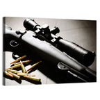 Bolt-action Sniper Rifle with Brass Cartridges Wall Art