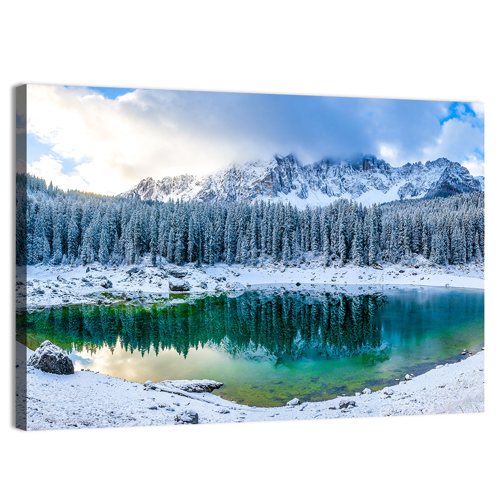 Snowy Mountain Lake Reflection Wall Art