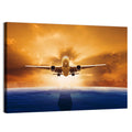 Landing Jet Over Ocean at Sunset Wall Art