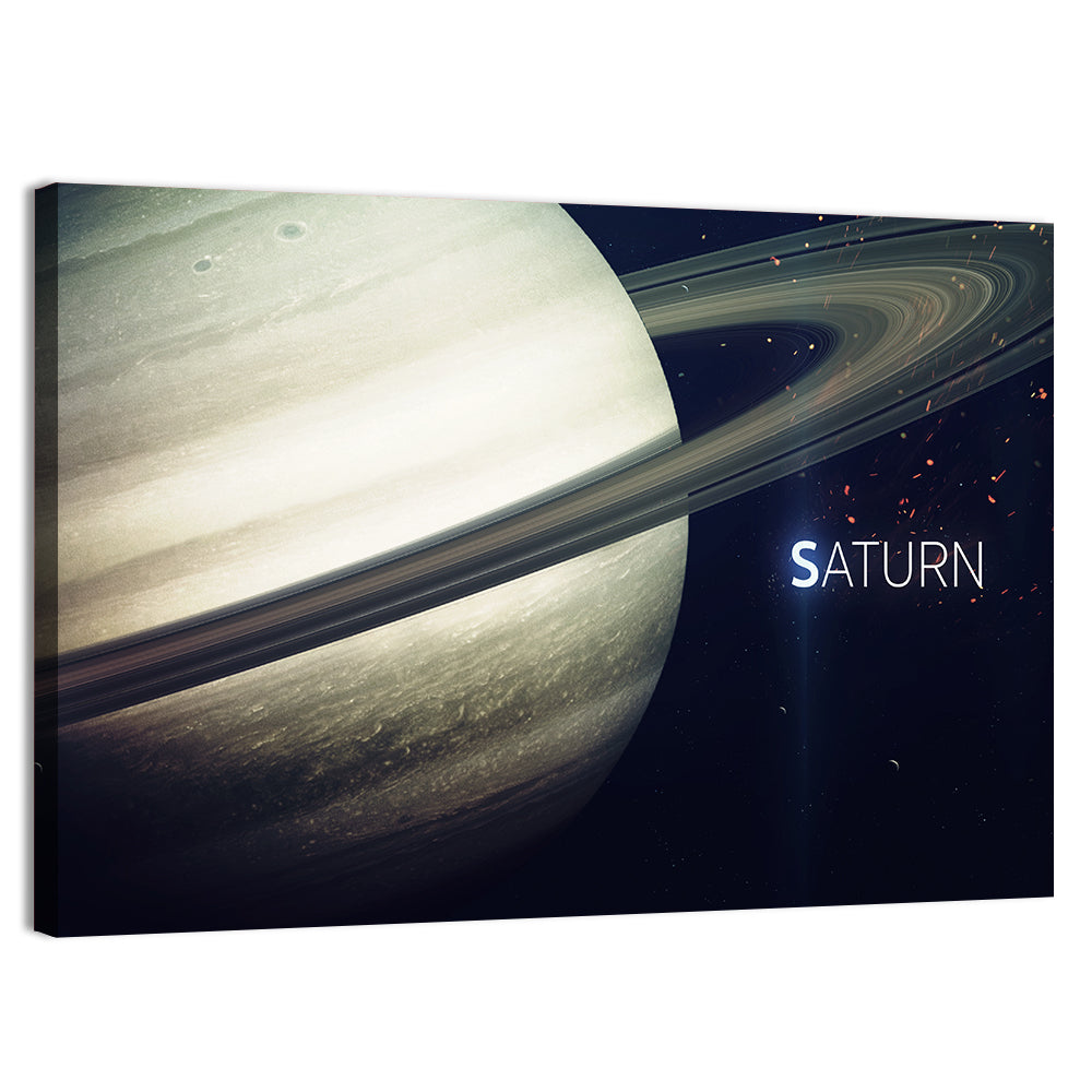 Saturn Close-up with Rings Wall Art, canvas print, landscape