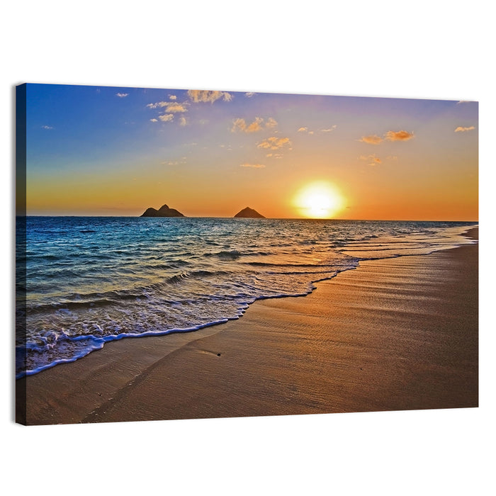 Lanikai Sunrise Over Mokulua Islands Wall Art as a canvas print