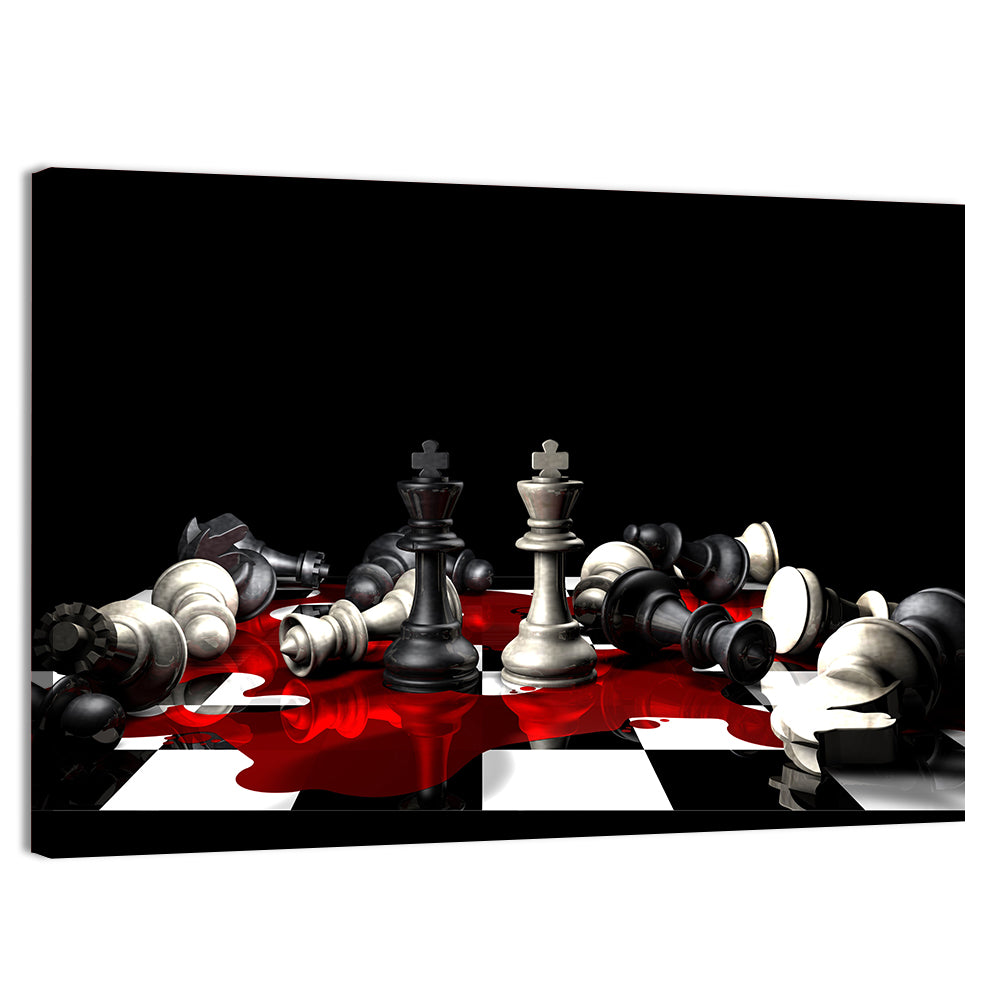 Two Kings on Black Chessboard Wall Art
