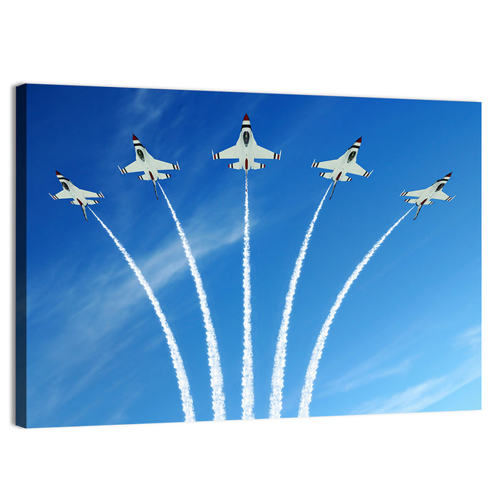 Five Fighter Jets Aerobatic Formation Wall Art as a canvas print