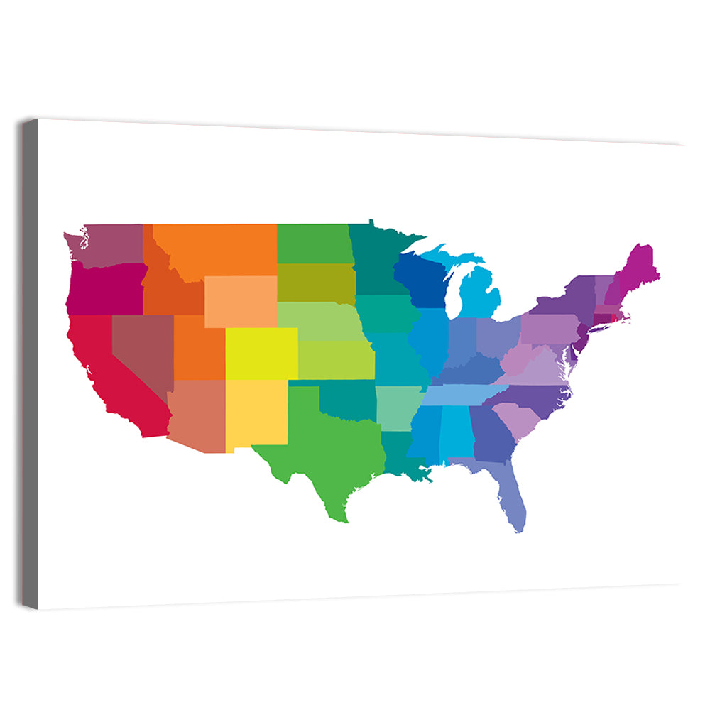 Rainbow United States Map Wall Art