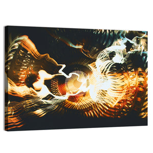 Golden Surreal Fractal Wall Art