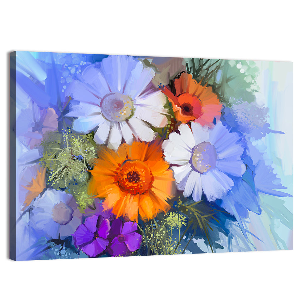 Impasto Floral Bouquet Wall Art, canvas print, landscape