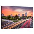 Winston-salem Dusk Skyline with Light Trails Wall Art