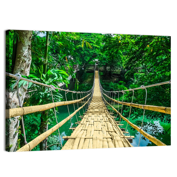 Bamboo Pedestrian Bridge Wall Art as a canvas print