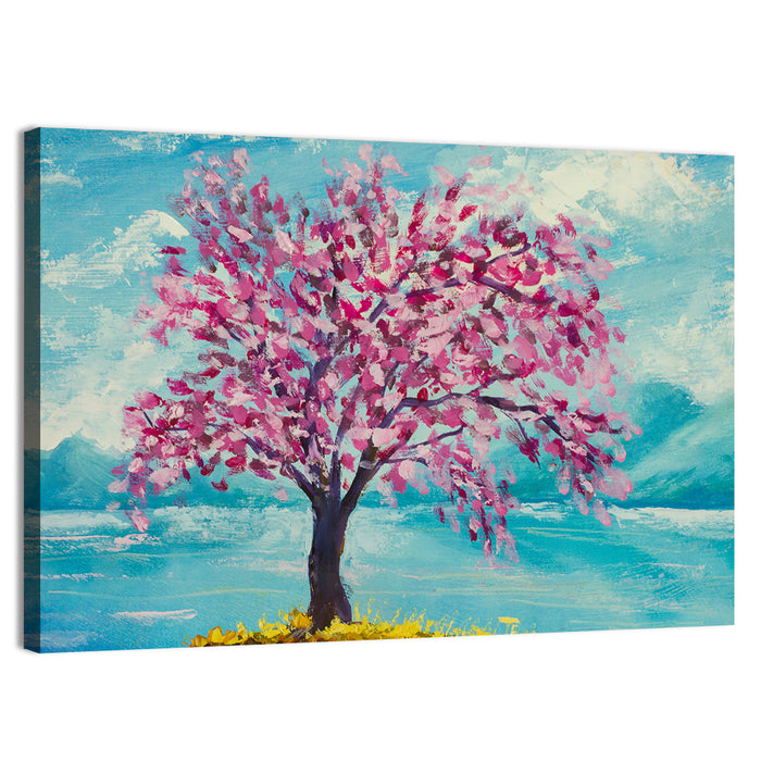 Sakura Island with Pink Blossoms Wall Art as a canvas print