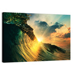 Sunset Through a Curling Wave Wall Art