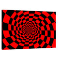 Red and Black Spiral Checkerboard Wall Art