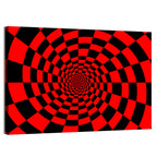Red and Black Spiral Checkerboard Wall Art