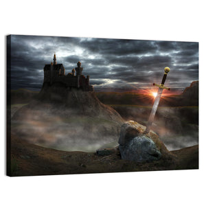 Legendary Castle Camelot Of King Arthur & Sword Excalibur Wall Art