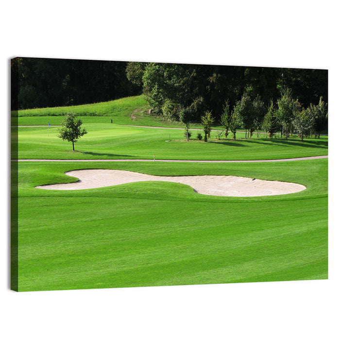 Golf Fairway with Sand Bunker Wall Art as a canvas print
