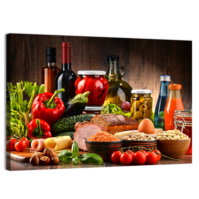 Rustic Organic Market Still Life Wall Art as a canvas print