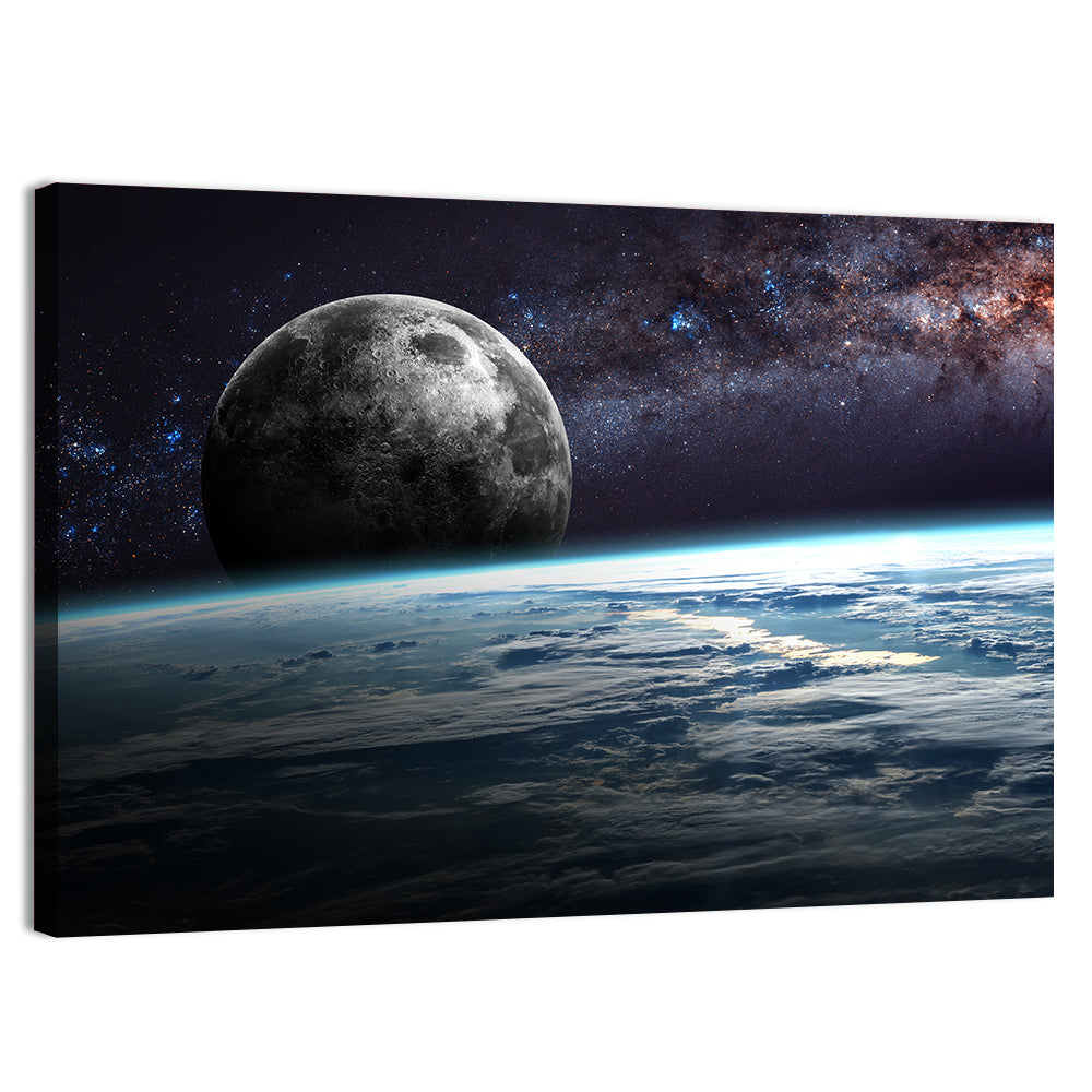 Rising Moon Above Earth Horizon Wall Art