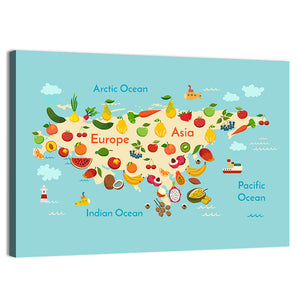 Fruit World Map Wall Art