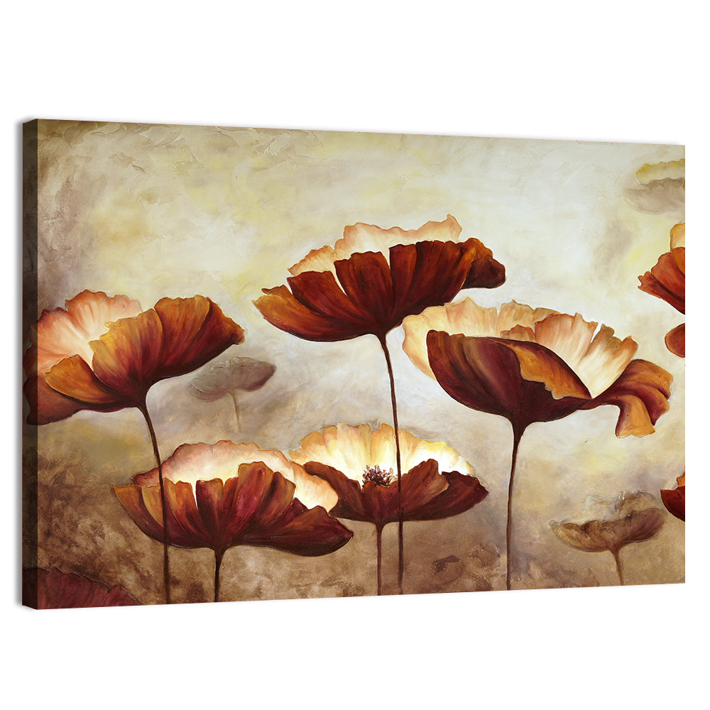 Layered Poppies Painting Wall Art, canvas print, landscape