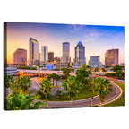 Tampa Downtown Skyline at Sunset Wall Art
