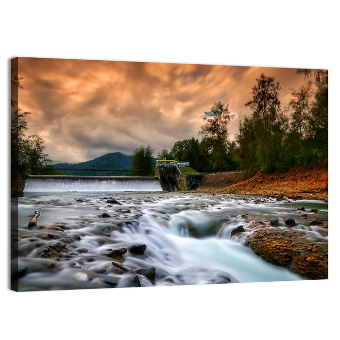 Mentawa Dam at Dusk Wall Art as a canvas print