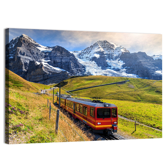 Grindelwald Red Mountain Train Wall Art as a canvas print