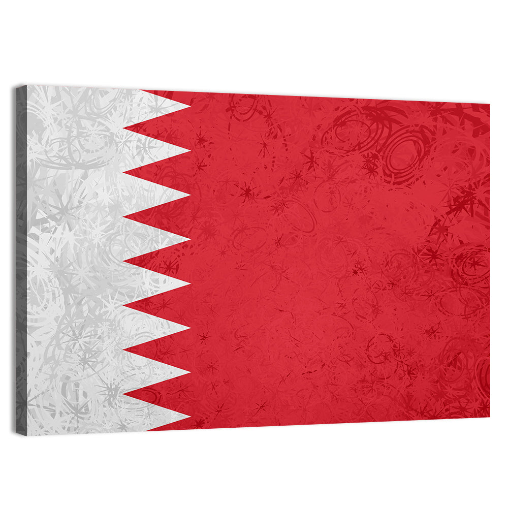 Bahrain Flag with Serrated Edge Wall Art, canvas print, landscape
