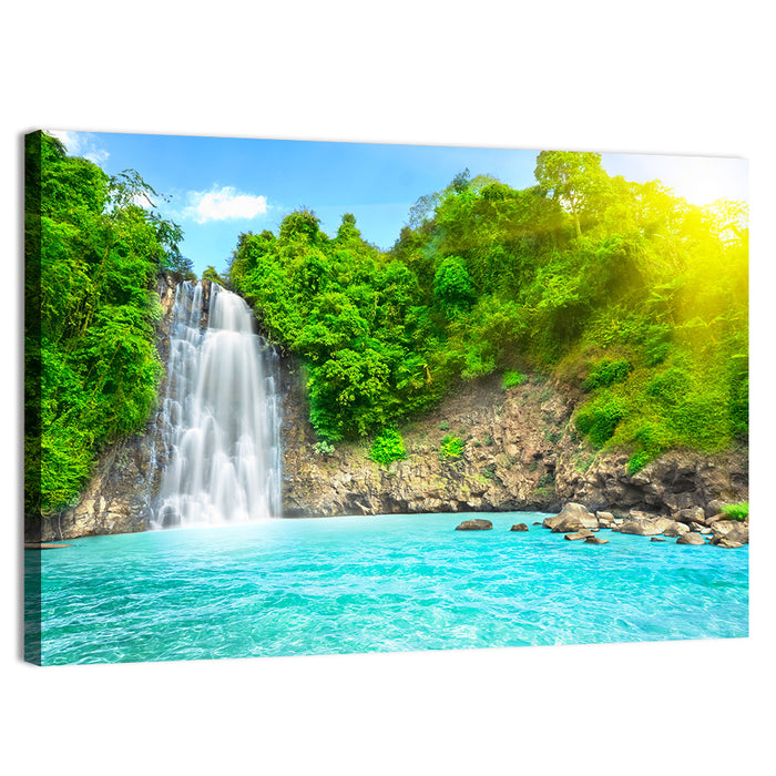 Dambri Waterfall Turquoise Pool Wall Art as a canvas print