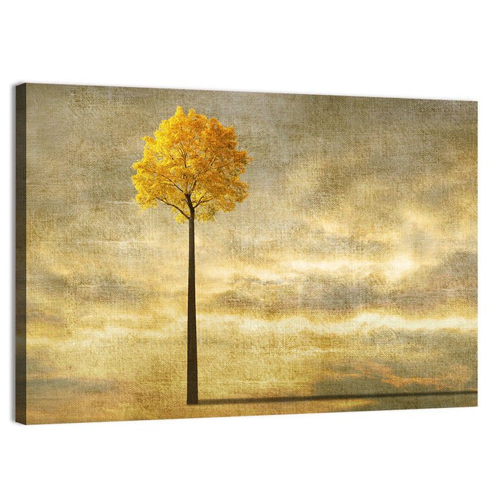 Solitary Tree at Golden Hour Wall Art as a canvas print