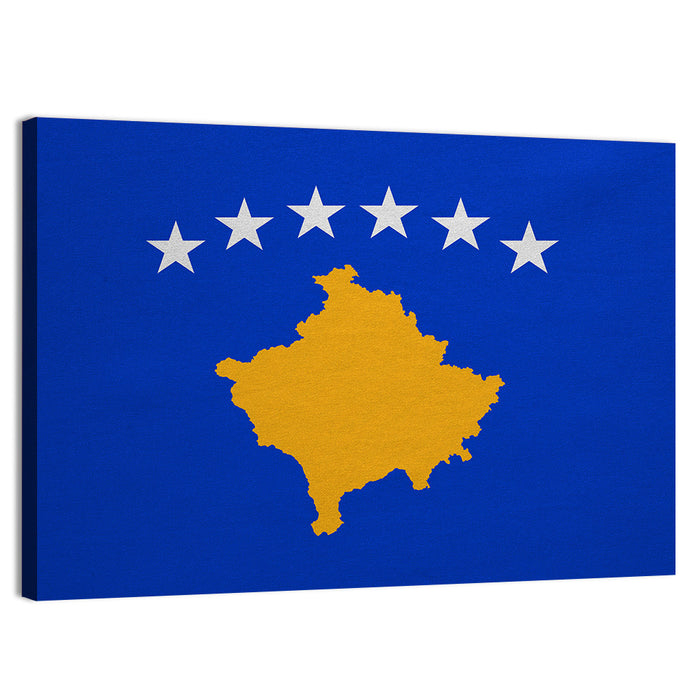Kosovo National Flag Wall Art as a canvas print